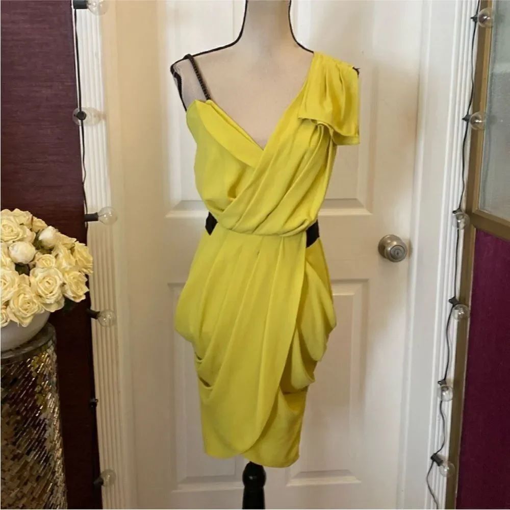 RACHEL Rachel Roy One-Shoulder Yellow Dress, US4